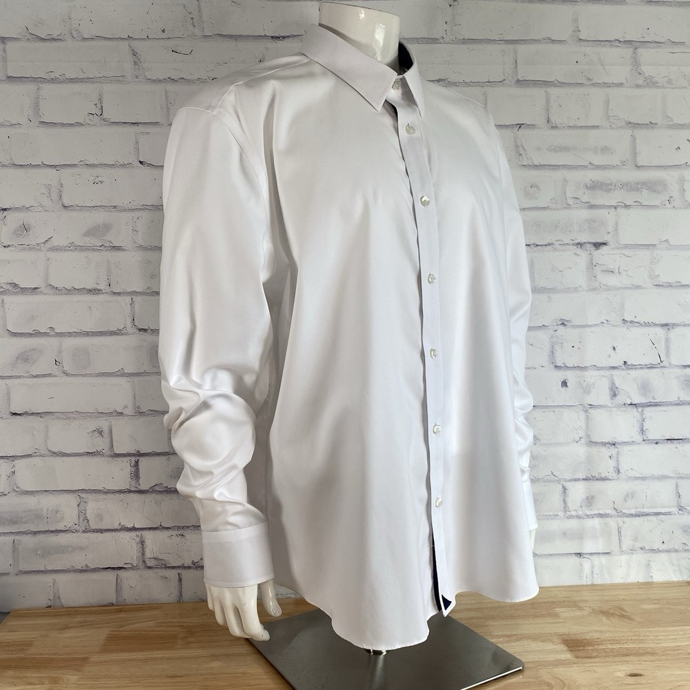 UNTUCKit Shirt Men's 3XL Long Sleeve Button Up Wrinkle Free Las Cases White - Picture 9 of 16